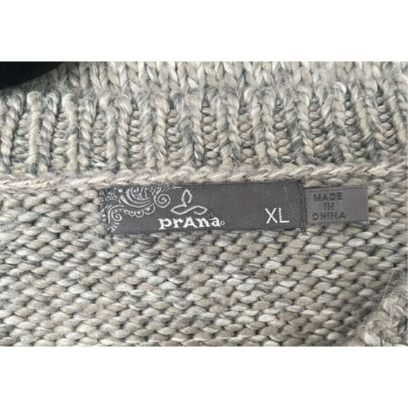 Prana Gray Knit‎ V-Neck Sweater XL - Picture 3 of 4